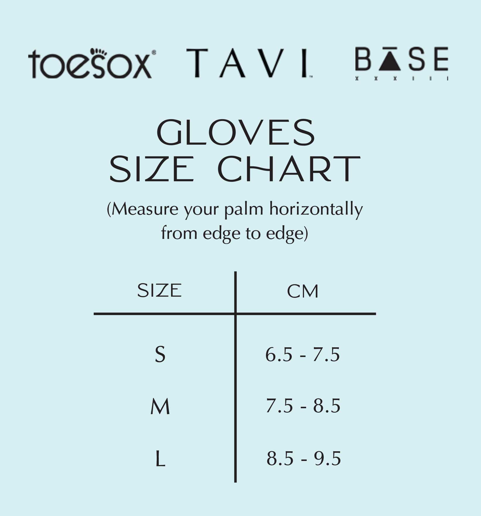 Base 33 gloves size chart