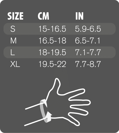 Rehband wrist support size chart