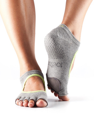 Plie Dance Socks - Half Toe in Heather & Lime