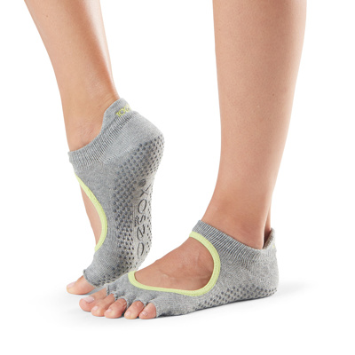 Half Toe Bellarina - Grip Socks in Heather/Lime