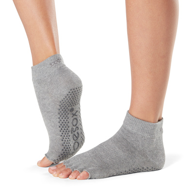Half Toe Ankle - Grip Socks in Heather Grey