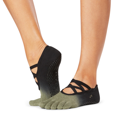 Full Toe Elle - Grip Socks in Olive Ombre