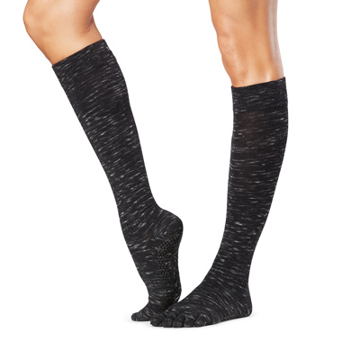 Full Toe Knee High - Grip Socks in Black Space Dye